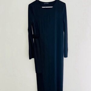Zara Black High Low Layered Stretchy Maxi Dress Large